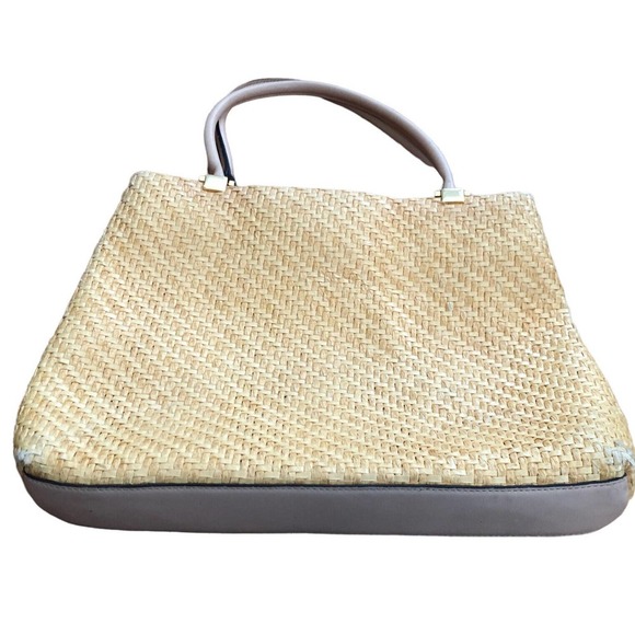 ADRIENNE VITTADINI BROWN HOBO WOVEN TOTE ￼STRAW Shoulder Handbag Purse - Picture 7 of 9